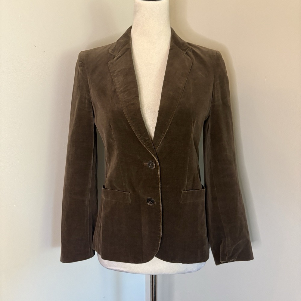 VTG 80s Marshall Field Cotton Velvet Blazer Jacket Brown Made in Japan Sz 6 Smal